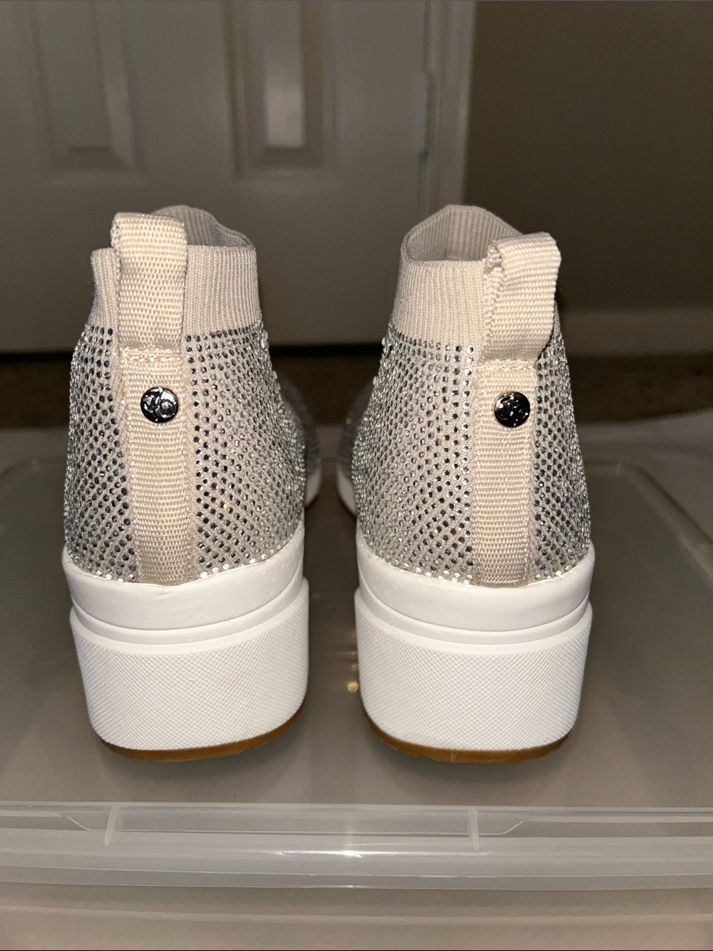 Alex Marie Silver Rhinestone Slip-On Sock Sneakers - Picture 4 of 5